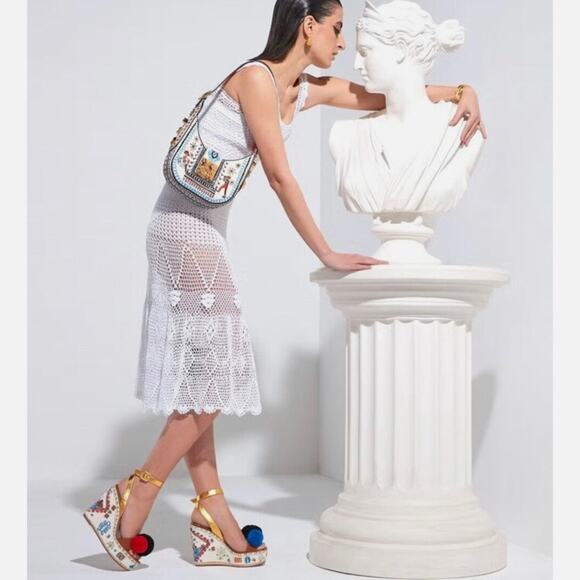 Christian Louboutin Cycladissimo Pompom Embroidered Platform Wedge Sandals 36 - Picture 11 of 11